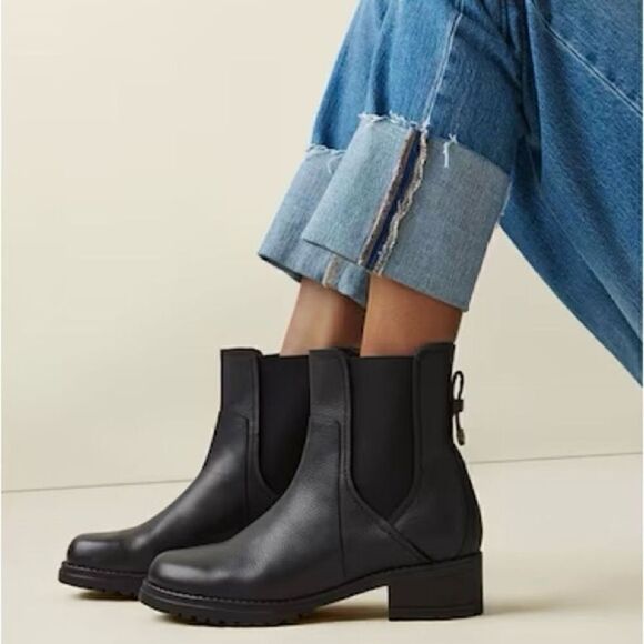 Cole Haan Camea Waterproof Leather Combat Boot,  Block Heel Black, Size 9.5 NWT - Picture 1 of 16